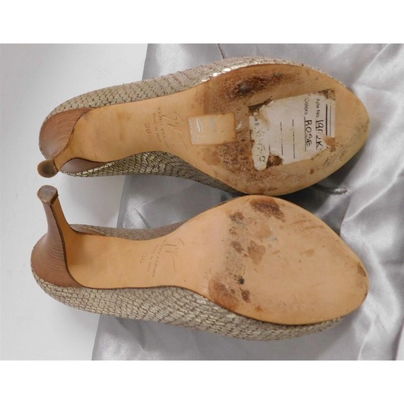 Guiseppe‎ Zanotti Gold Snake Leather Platform Peep Toe Pumps Italy 36 - Picture 6 of 6